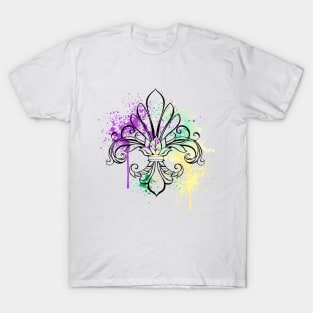 Lily with Watercolor ( Mardi Gras Fleur de Lis ) T-Shirt